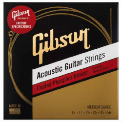 Gibson SAG-CPB13 Coated Phosphor Bronze Acoustic Guitar Strings 13-56 Medium