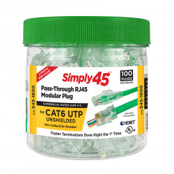 SCP SIMPLY45-CAT6 PASS THROUGH MODULAR PLUGS FOR 23awg CAT6 (100 PCS)