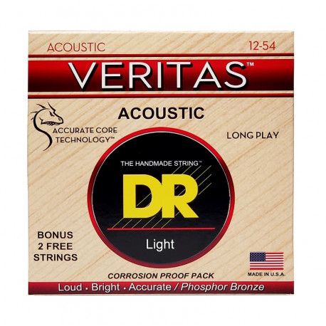 DR Strings VERITAS Coated Core Acoustic Guitar Strings - Light (12-54)