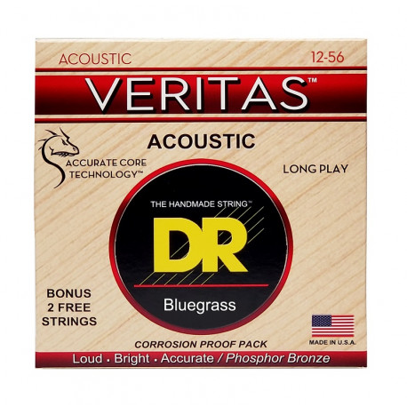 DR Strings VERITAS Coated Core Acoustic Guitar Strings - Bluegrass (12-56)