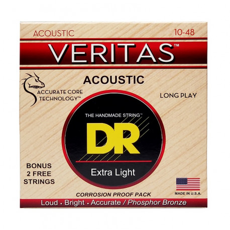 DR Strings VERITAS Coated Core Acoustic Guitar Strings - Extra Light (10-48)