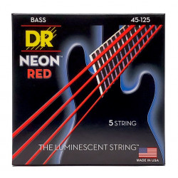 DR Strings NEON Red Bass - Medium 5 String (45-125)
