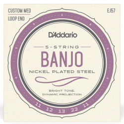 D'ADDARIO EJ57 BANJO NICKEL PLATED STEEL CUSTOM MEDIUM (11-22)