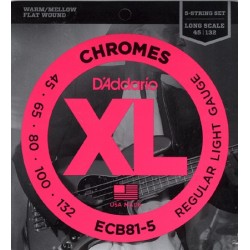D`ADDARIO ECB81-5 XL CHROMES FLATWOUND BASS 5 45-132