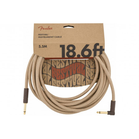 FENDER 18.6' ANGLED FESTIVAL INSTRUMENT CABLE PURE HEMP NATURAL