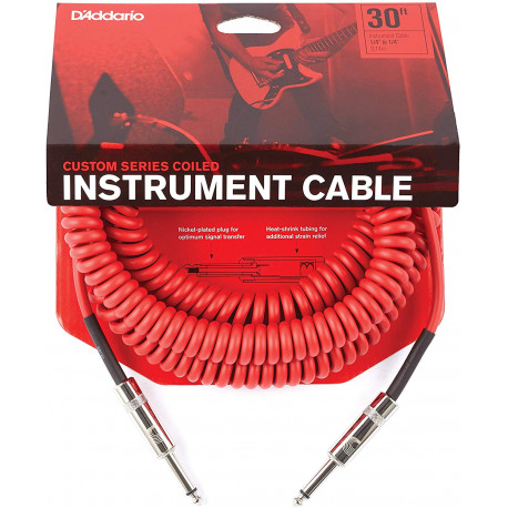 D`ADDARIO PW-CDG-30RD Coiled Instrument Cable - Red