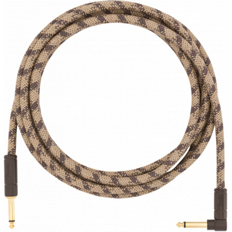 FENDER 10' ANGLED FESTIVAL INSTRUMENT CABLE PURE HEMP BROWN STRIPE