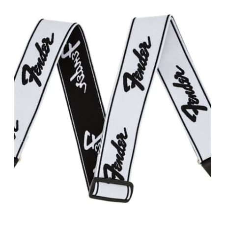 FENDER WEIGHLESS 2'' RUNNING LOGO STRAP WHITE/BLACK